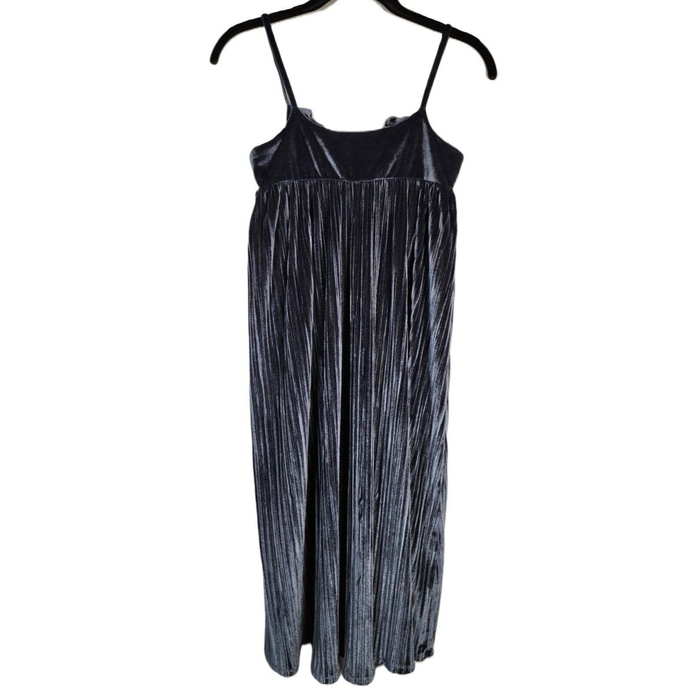 MASKED QUEEN Cottagecore Blue Velour knee length Dress Sz Small Adjustable Strap